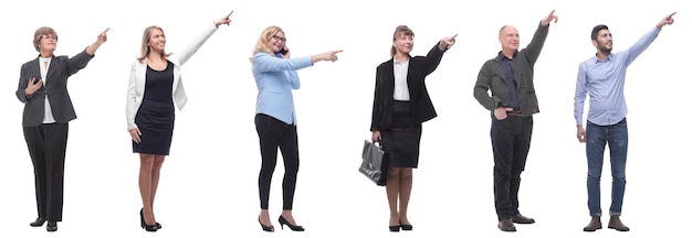 Group of business people showing thumbs up isolated