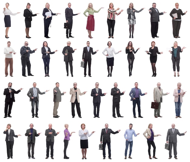 Group of business people showing thumbs up isolated