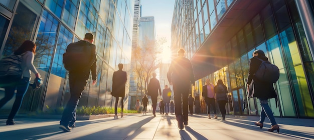 Group of business people walking at modern office