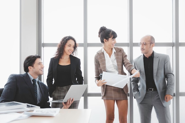 Group of business people working in modern office