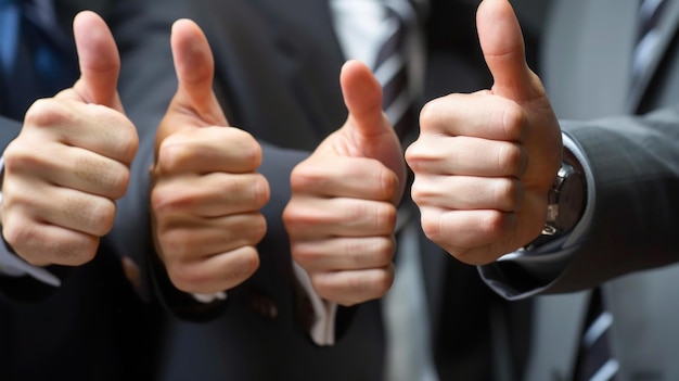 group of business teamwork hand together with thumbs up for successful deal and concept