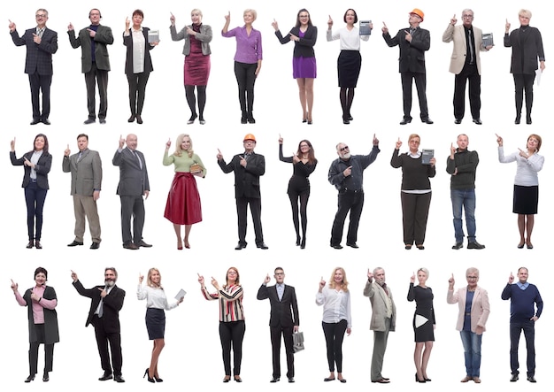 Group of businessmen showing thumbs up isolated