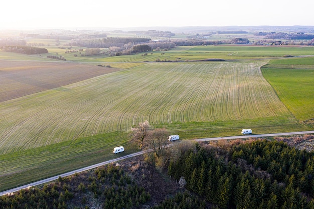 Group of campingcar in the belgian ardennes