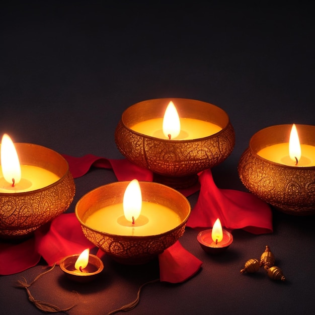 a group of candles with a red bow on them that says  the word  on it