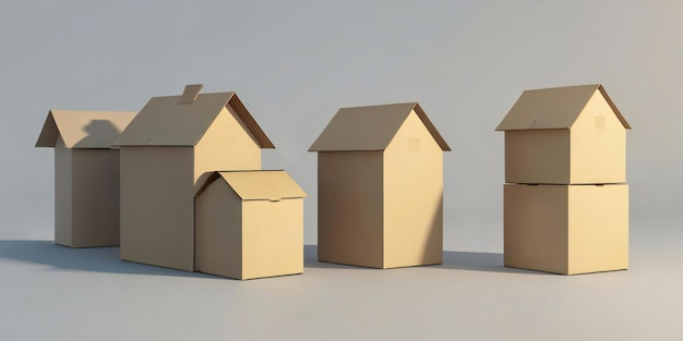 a group of cardboard boxes sitting next to each other