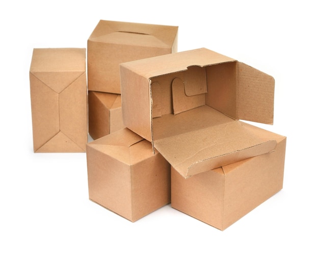 Group of cardboard boxes on white background