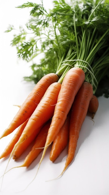 A group of carrots sitting on top of a white counter generative AI