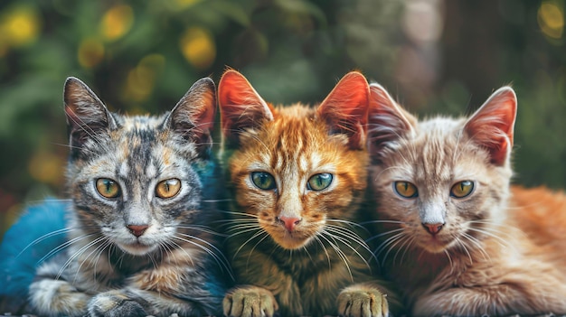 a group of cats with different colors on them