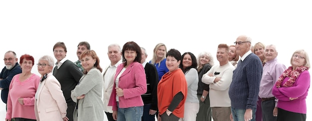 Group of cheerful people looking at camera