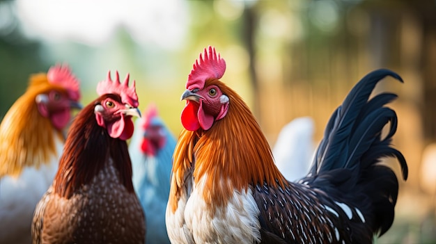 Group of Chickens Standing Together