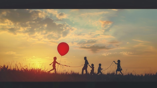 a group of children are holding a balloon with the words quot the word quot on it