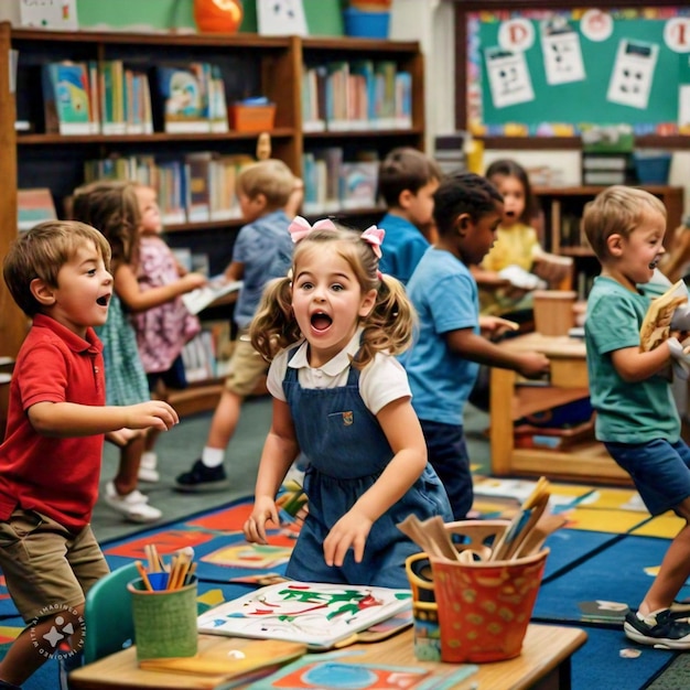 a group of children are playing with pencils and paper