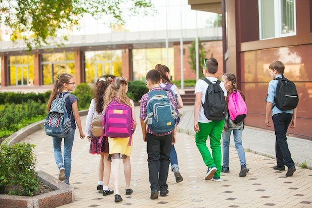 A group of children goes to college.