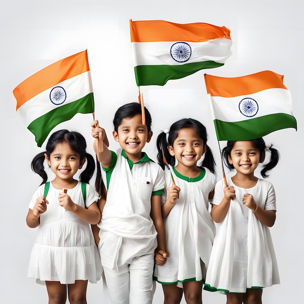 a group of children holding flags that say f c