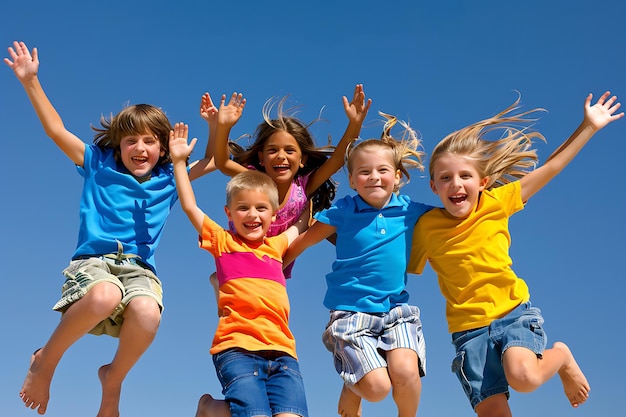 Group of children jumpin