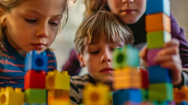 Photo a group of children playing with a toy with the word quot on it