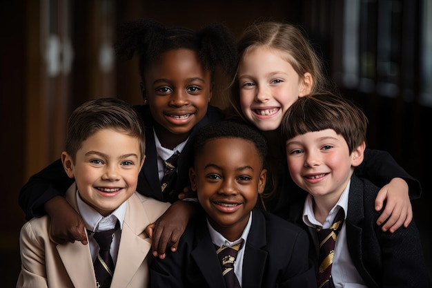 A group of children posing for a picture