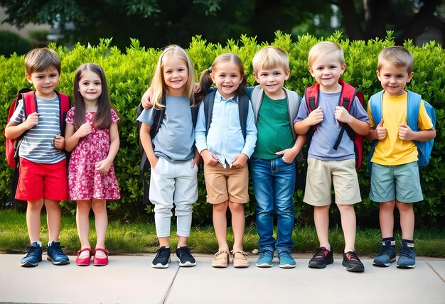 Photo a group of children ready to go school