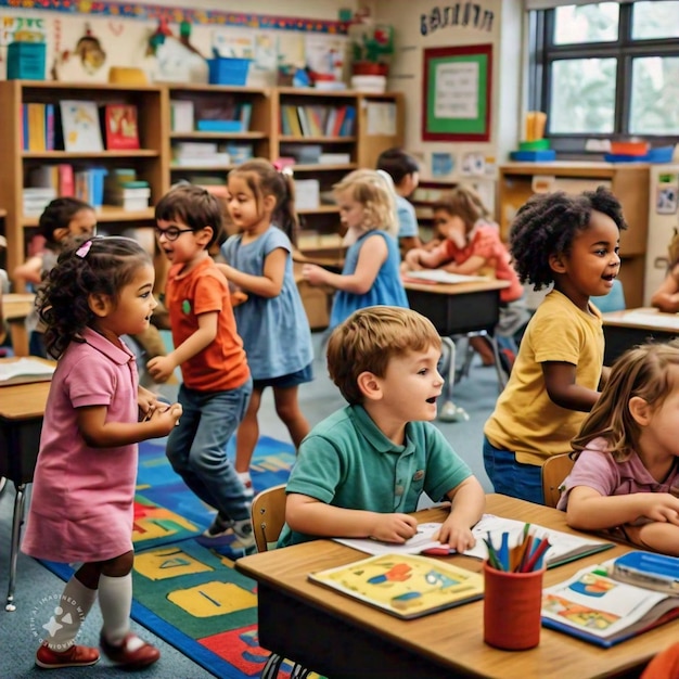 a group of children sit at a table with a book titled quot the number 3 quot on it