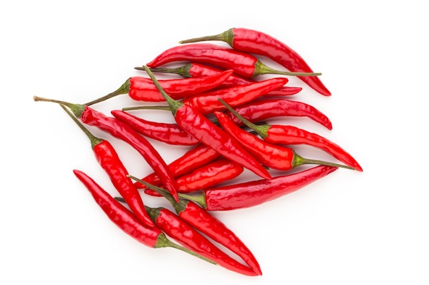 Group of chili peppers isolated on white background