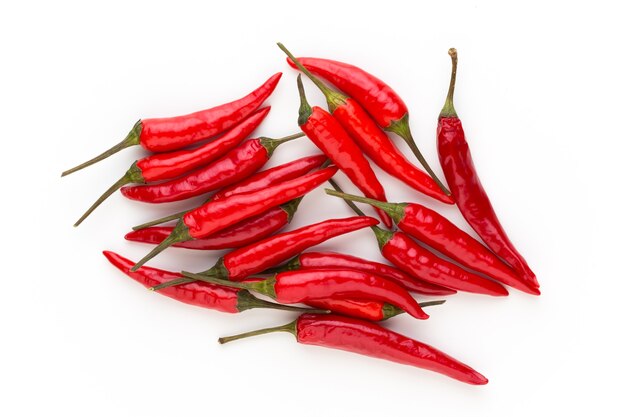 Group of chili peppers isolated on white.