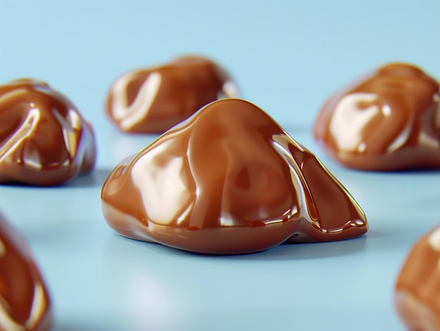 Photo a group of chocolates with the word  caramel  on the top