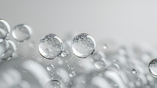 A group of clear bubbles floating on a clean and minimal background