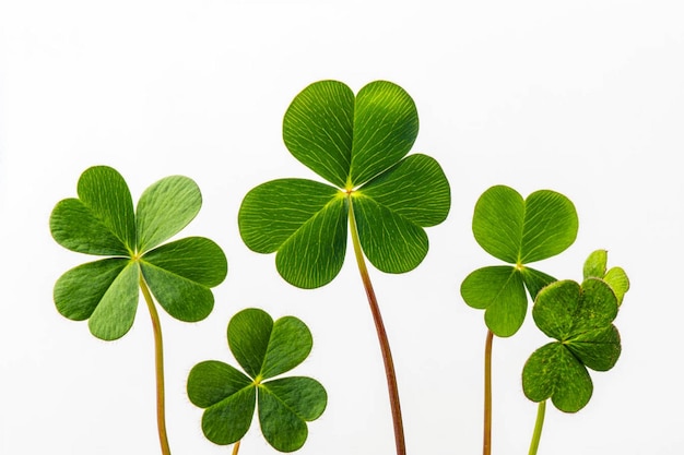 Photo a group of clovers against a white background