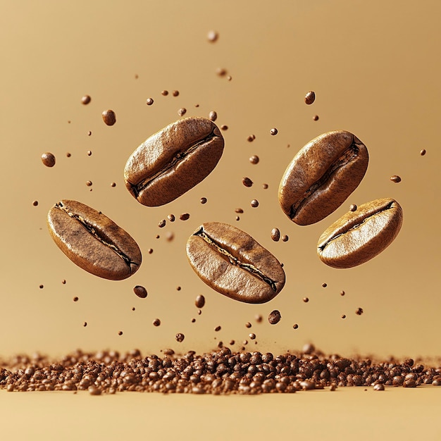 a group of coffee beans are in a pile