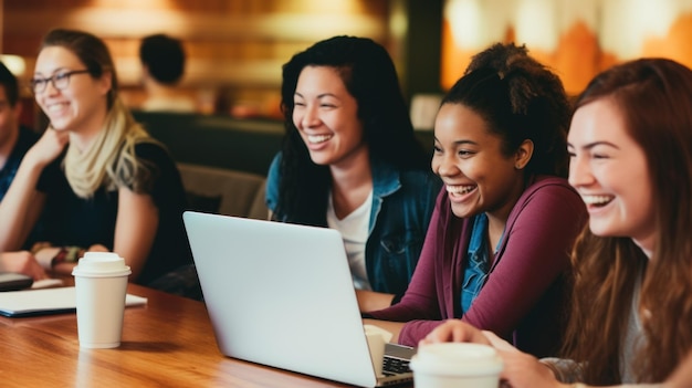 A group of college friends studying together