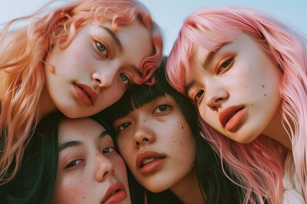 group of colored hair teenagers insposnapshot aesthetic