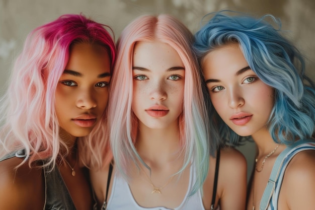 group of colored hair teenagers insposnapshot aesthetic