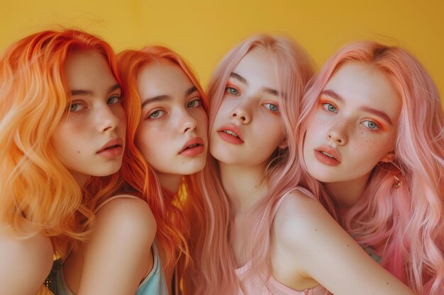 group of colored hair teenagers insposnapshot aesthetic