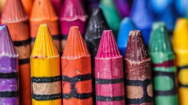 a group of colored pencils with a black and red crayon in the middle