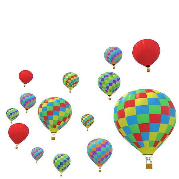 Group colorful balloon isolated on white background 3d illustration