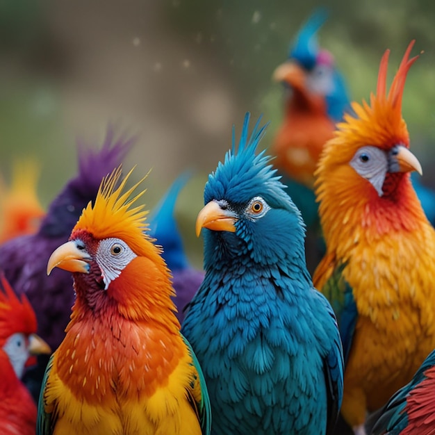 a group of colorful birds with the word parrot on the top