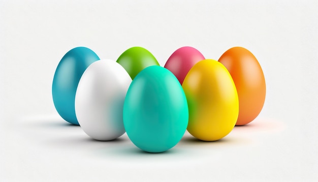 A group of colorful easter eggs on a white background