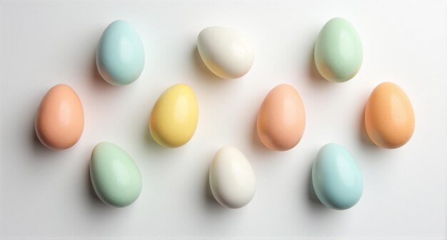 Photo a group of colorful easter eggs with a white background