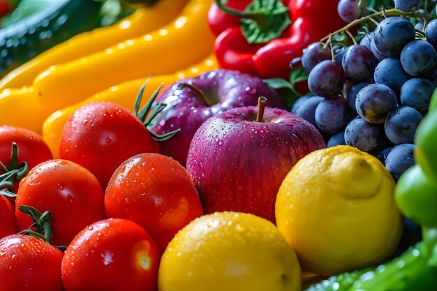 Group of Colorful Fruit and Vegetables