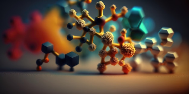 A group of colorful molecule model like a molecule with the word'g'on it