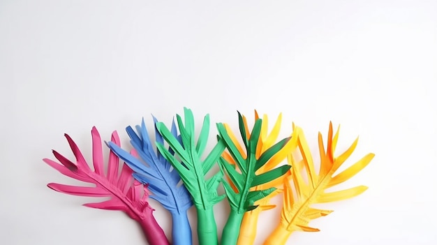 a group of colorful paper birds with one being colored