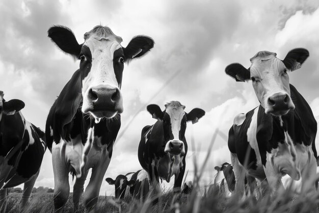 Photo a group of cows are standing in a field with one of them has a tag in the middle