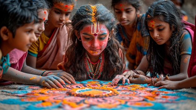 group creating an ecofriendly effigy for Holika Dahan