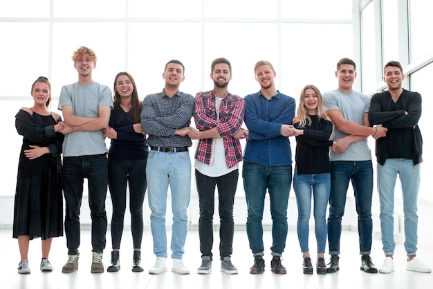 Group of creative youth standing in a row