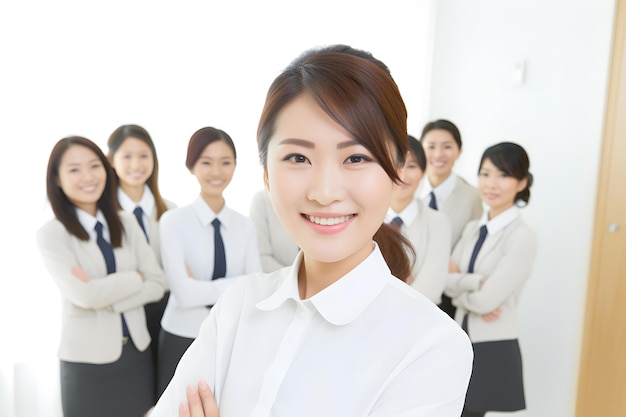 A group of customer service worker office background smile