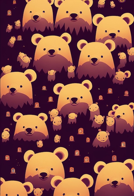 Group of cute bear for wallpaper and graphic designs 2D Illustration