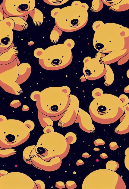 Group of cute bear for wallpaper and graphic designs 2D Illustration