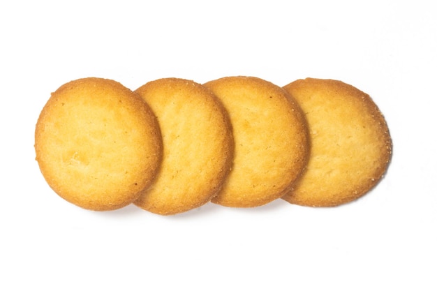 Photo group of danish butter cookies the country style cookie top view solated on white background