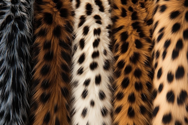 A group of different colored furs