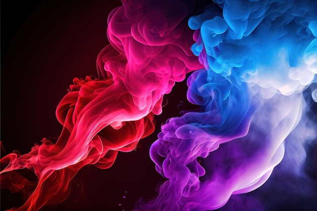 A group of different colored smokes on a black background generative AI